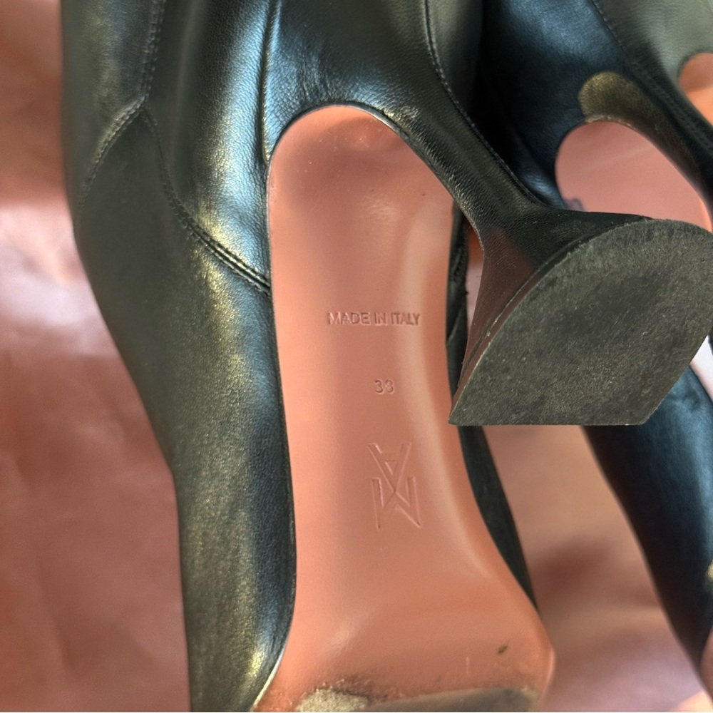 Amina Muaddi Leather Black Over-the-Knee Olivia Boots. EU 38 size, true to size! - Picture 11 of 16
